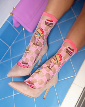 Sock Candy pink sheer socks retro 50s sweets socks